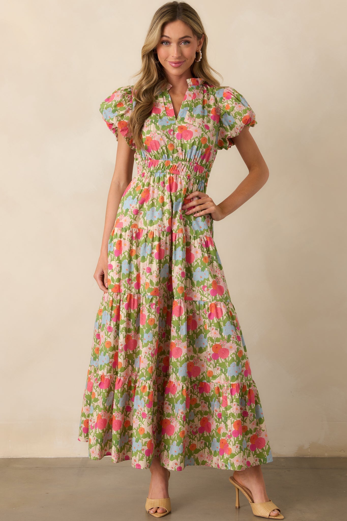 Leave It To Fate Pink Marigold Floral Cotton Maxi Dress