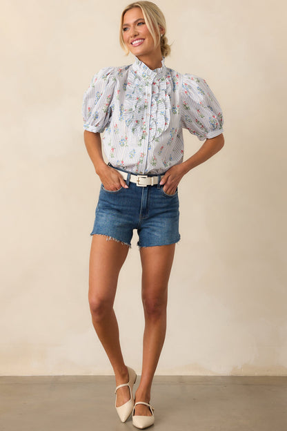 Just The Thing Dark Wash High Waisted Denim Shorts