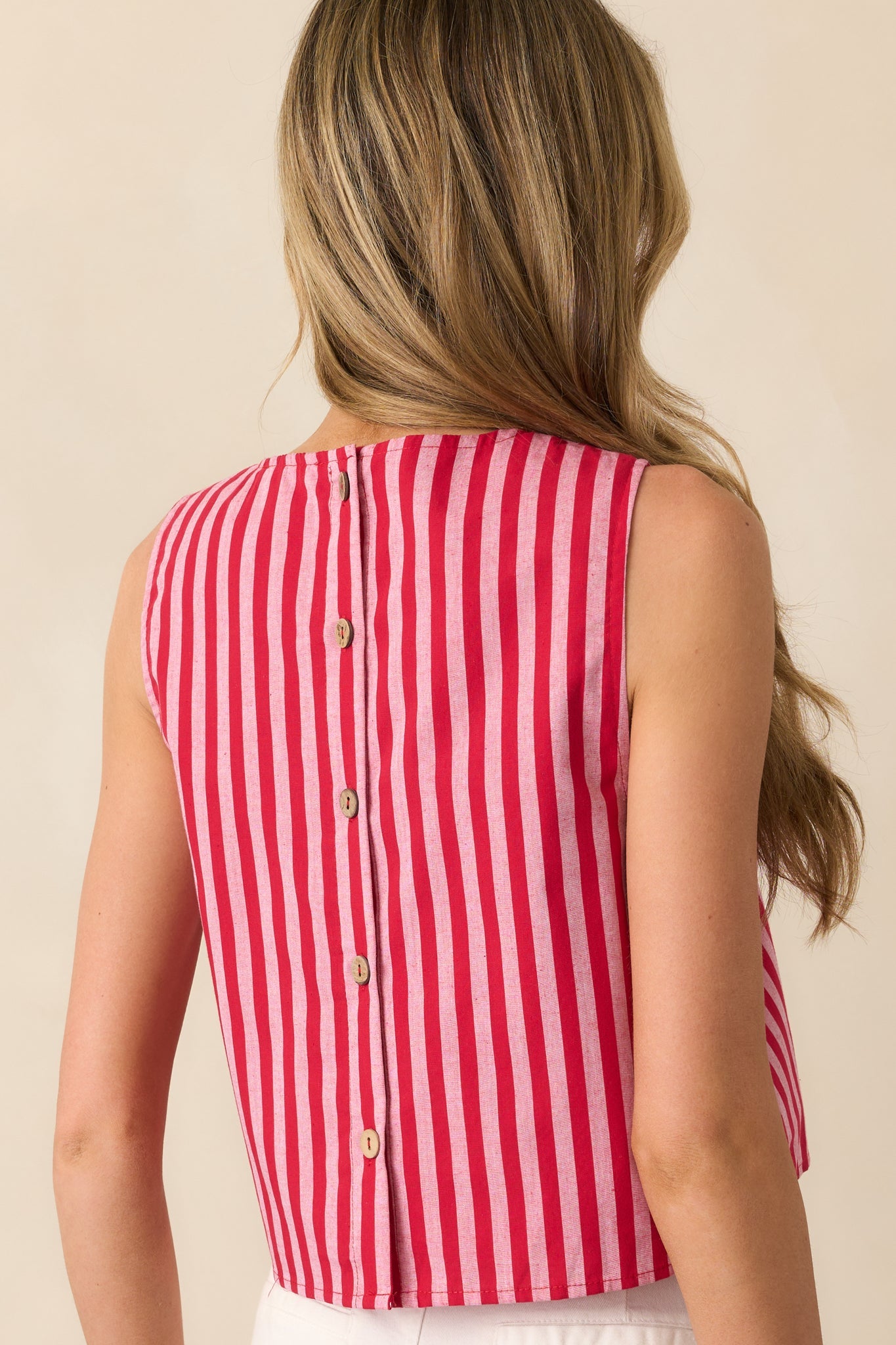 Be The Change Red Stripe Cotton Sleeveless Crop Top