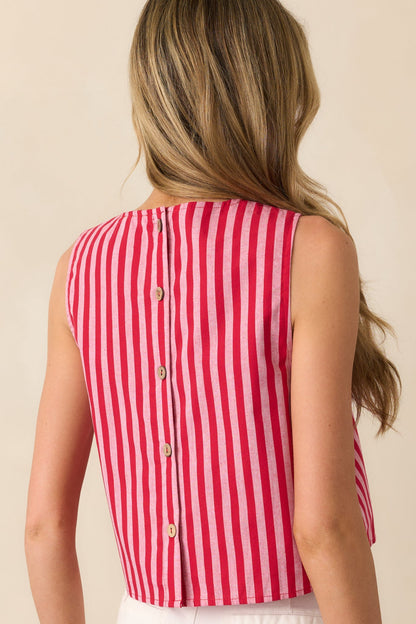 Be The Change Red Stripe Cotton Sleeveless Crop Top