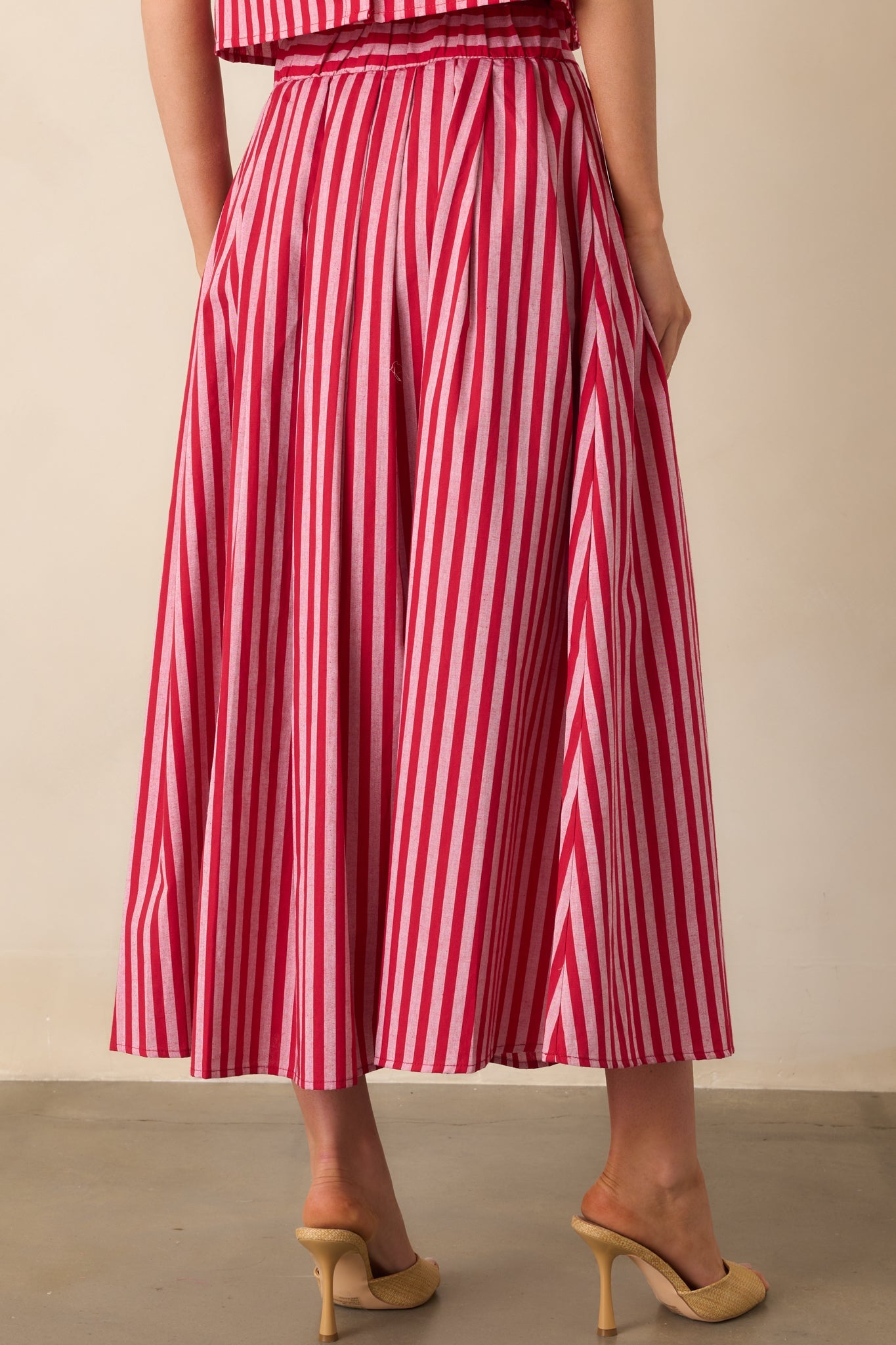 Keep Wondering Red Stripe Cotton Maxi Skirt