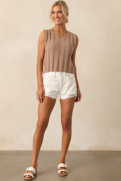 Z Supply Tan Iced Coffee Calan Rib Sweater Cropped Tank