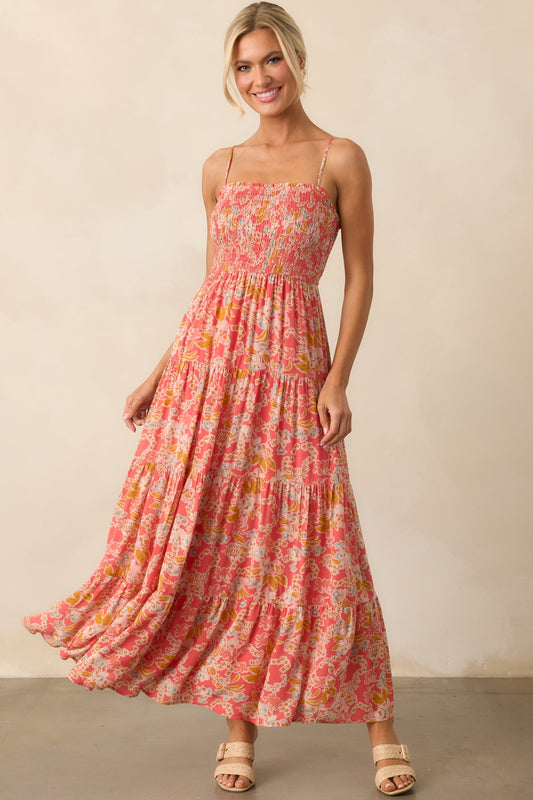 Z Supply Pink Coral Balos Jardin Floral Maxi Dress