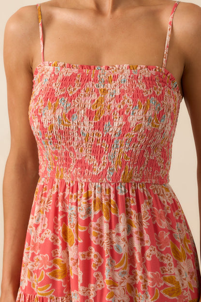 Z Supply Pink Coral Balos Jardin Floral Maxi Dress