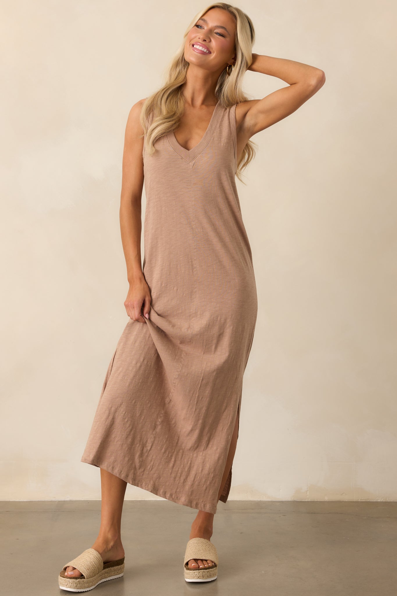 Z Supply Tan Iced Coffee Palisades Midi Dress