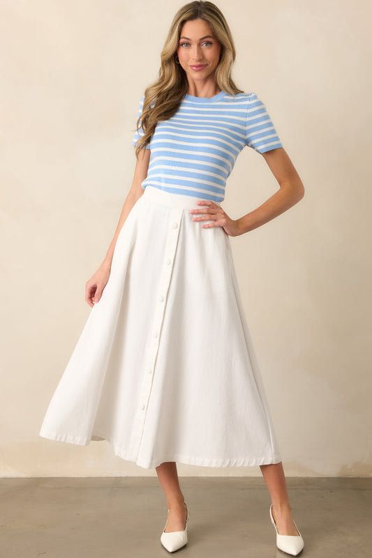 Countryside Charm 100% Cotton Ivory Midi Skirt