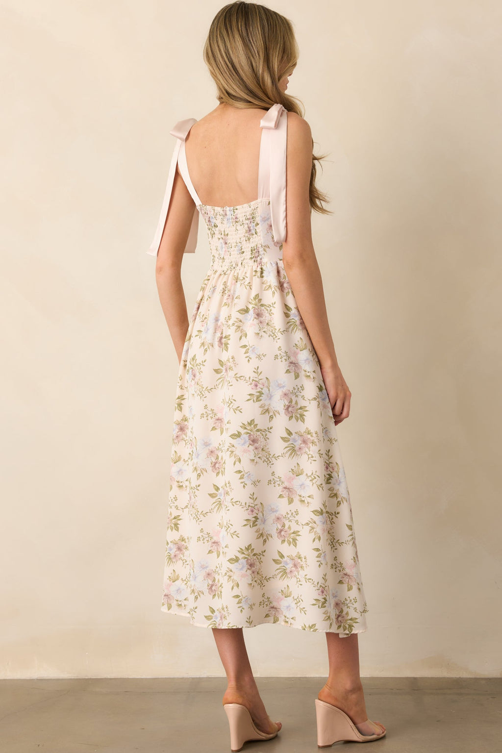 Let The Good In Light Pink Floral Chiffon Corset Maxi Dress