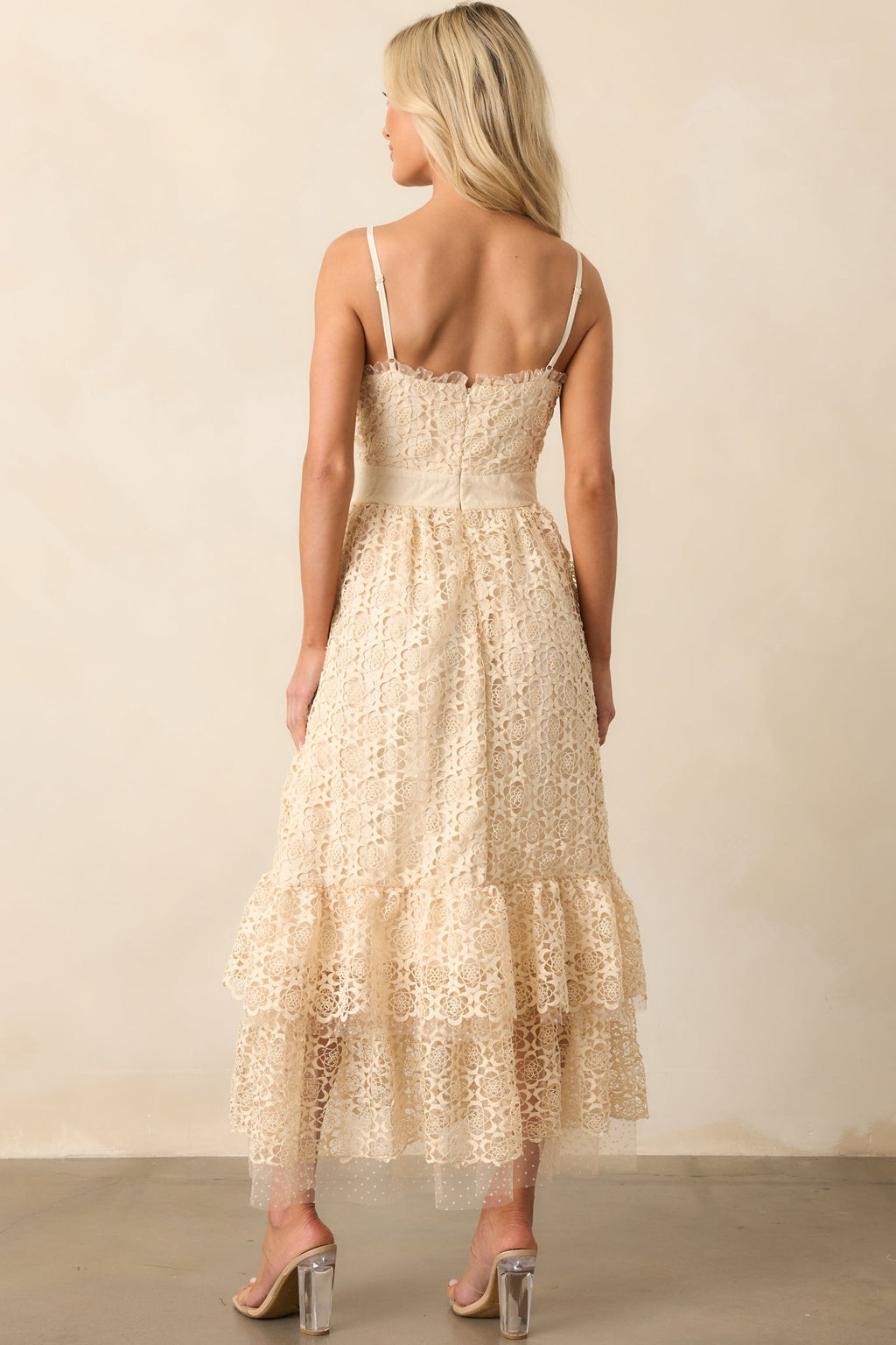 In The Long Run Natural Embroidered Midi Dress