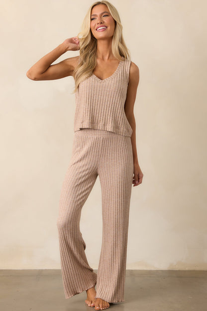 Z Supply Tan Sloane V-Neck Silky Rib Tank