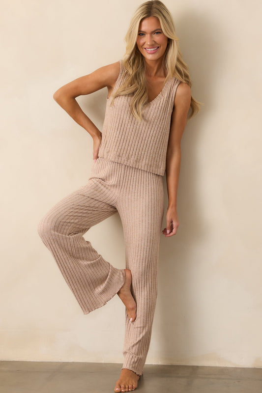 Z Supply Tan Sloane V-Neck Silky Rib Tank