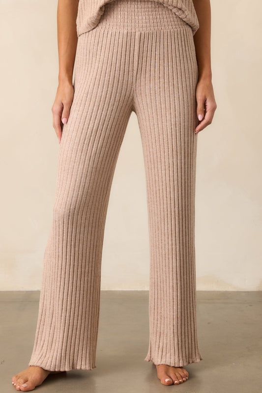 Z Supply Tan Iced Coffee Dawn Smocked Rib Pant
