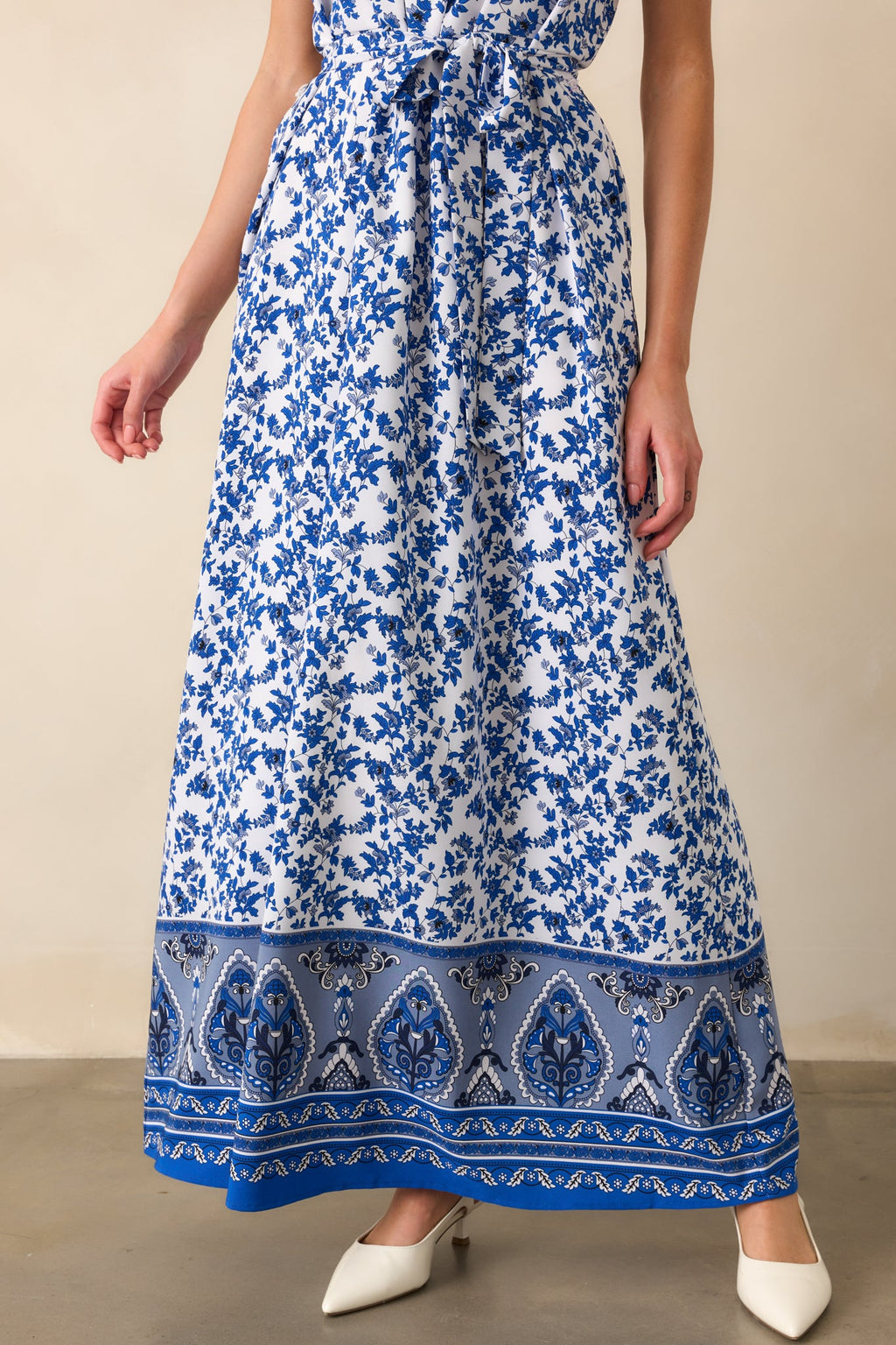 Effortless Days Blue Floral Sleeveless Maxi Dress