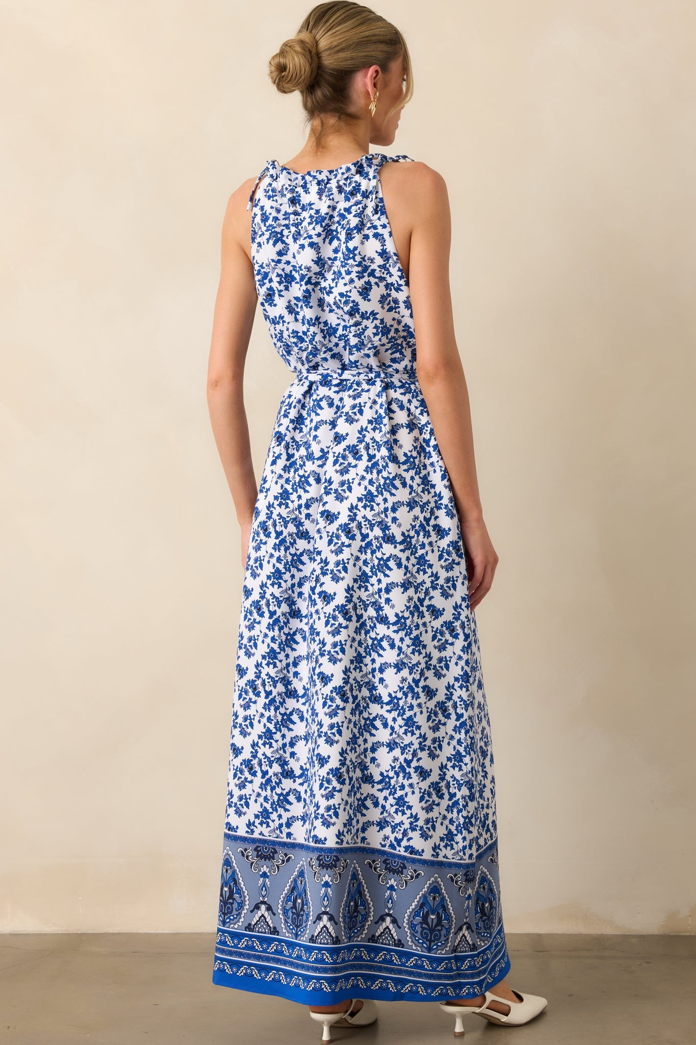 Effortless Days Blue Floral Sleeveless Maxi Dress