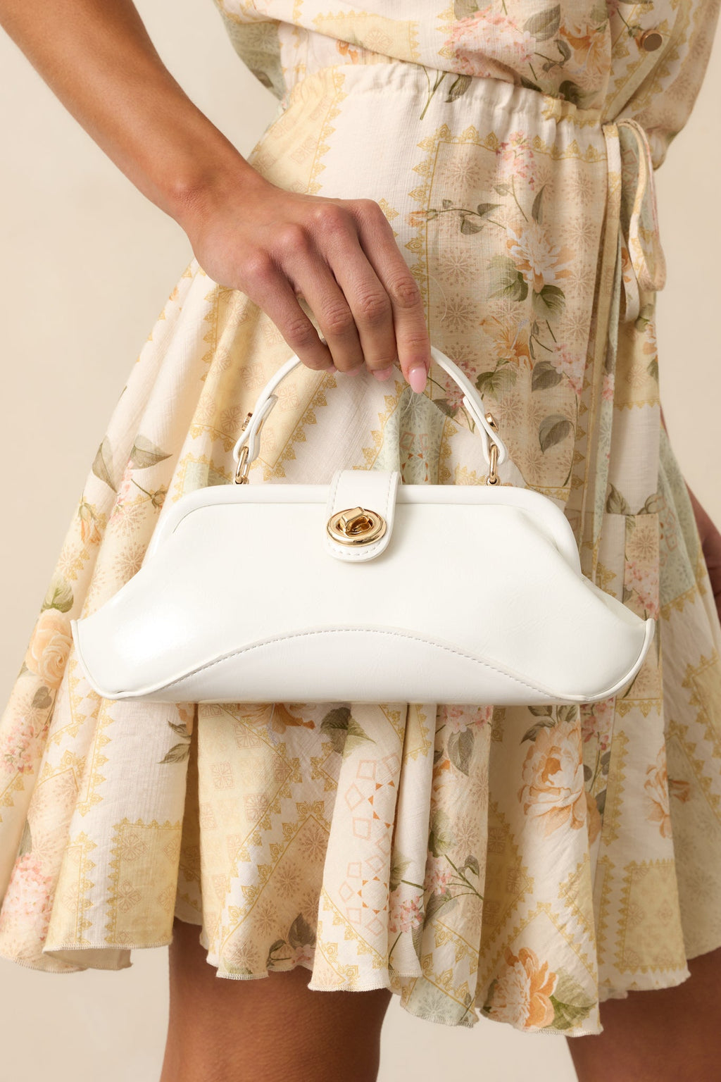 Cheers To Now White Faux Leather Handbag