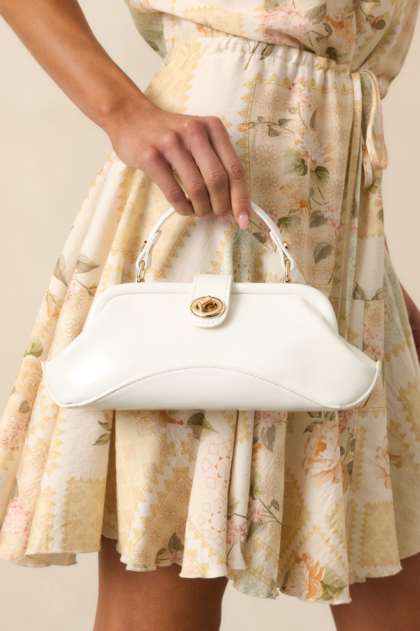 Cheers To Now White Faux Leather Handbag
