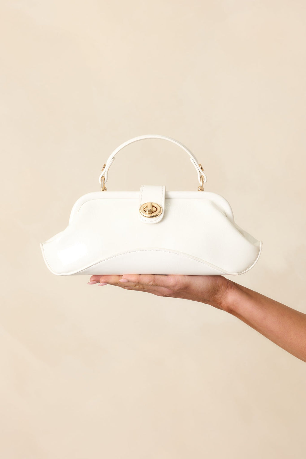 Cheers To Now White Faux Leather Handbag