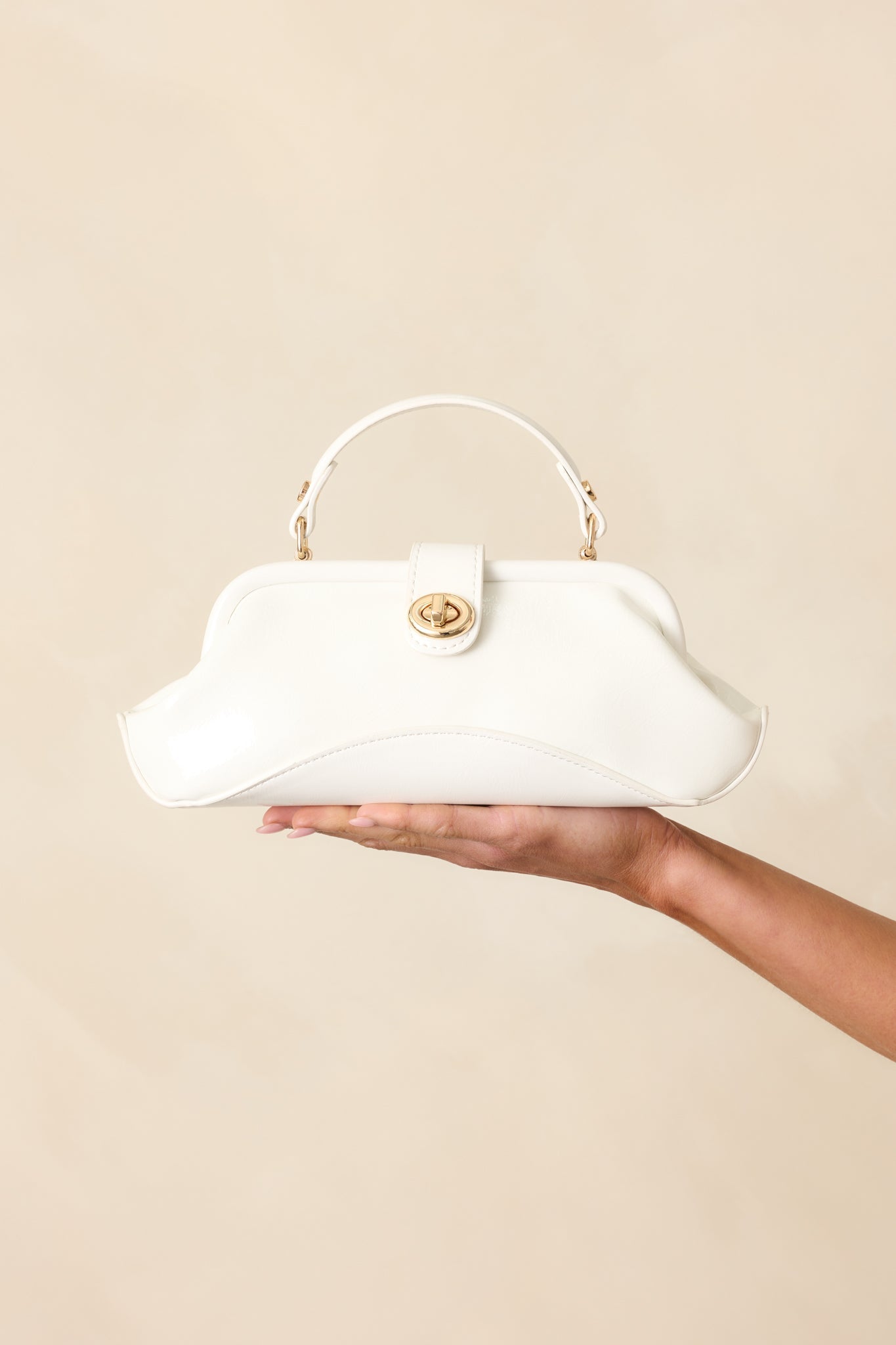 Cheers To Now White Faux Leather Handbag