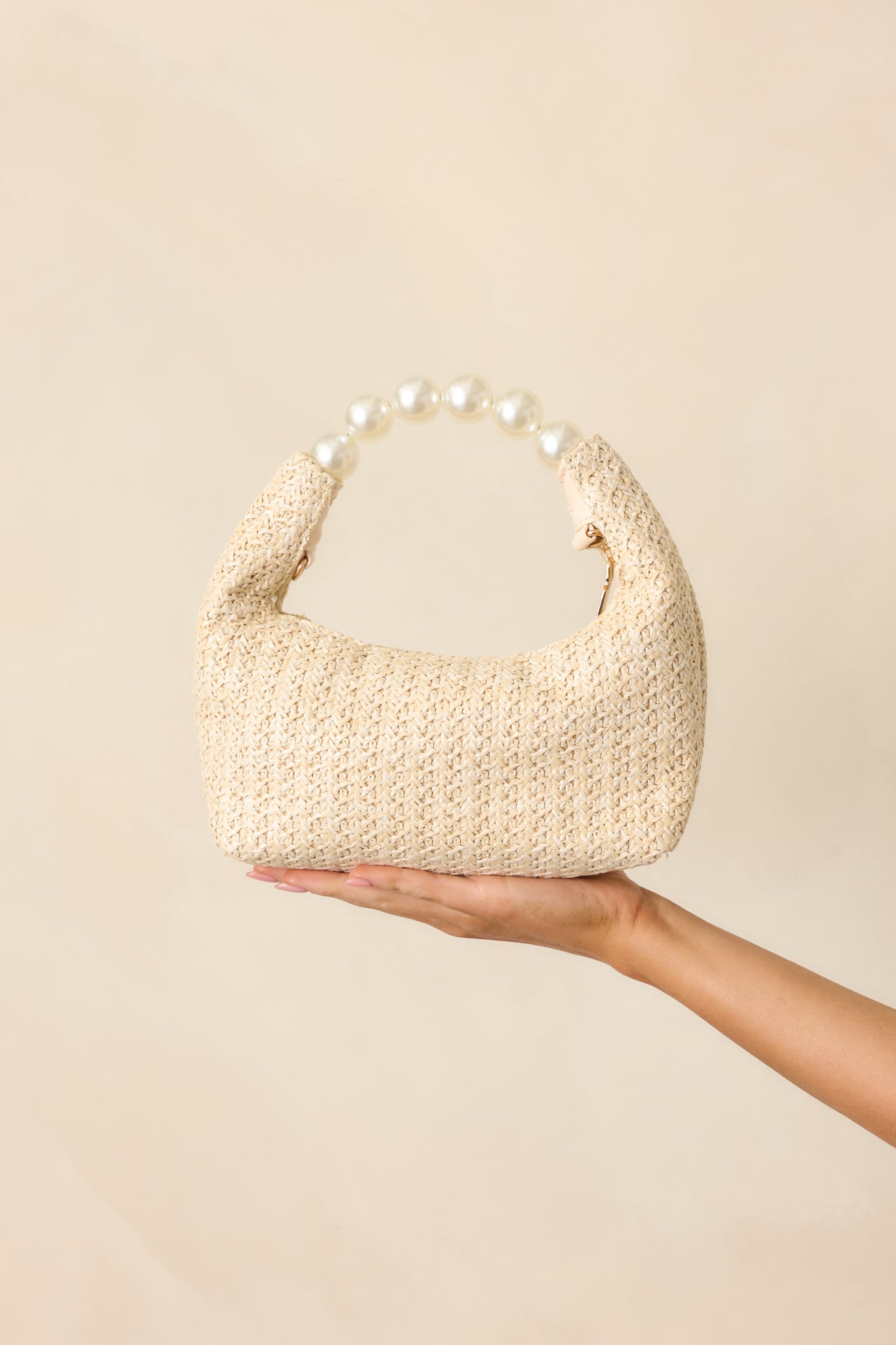 Beachside Stroll Natural Ivory & Pearl Rattan Handbag