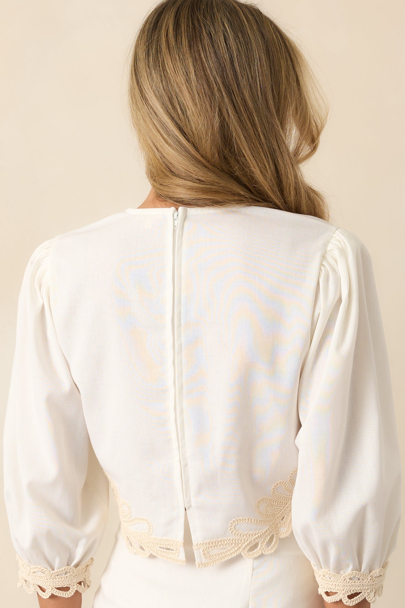 Don't Mind Me Ivory Embroidered Eyelet Crop Top