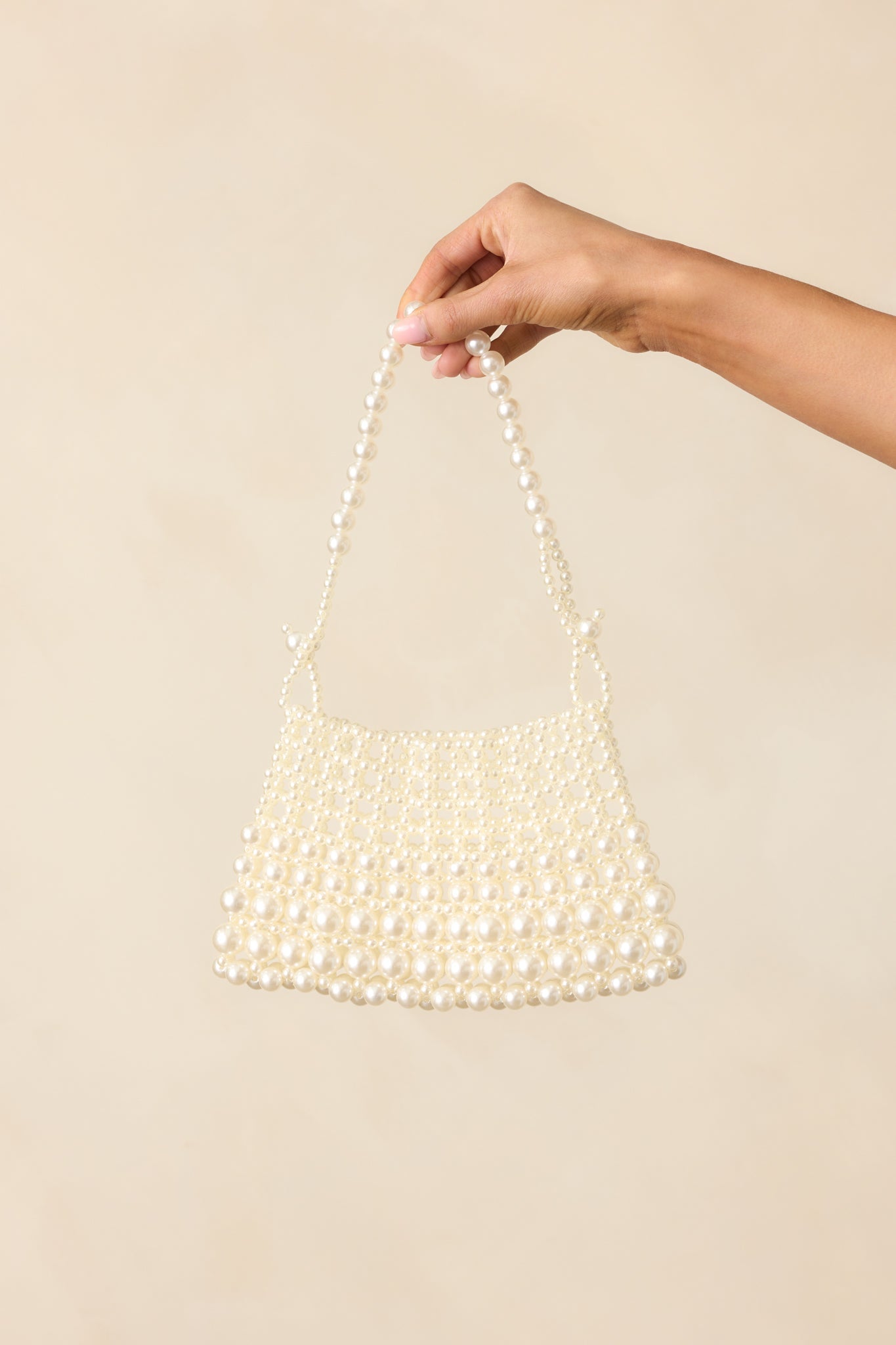 Dainty Elegance Ivory Faux Pearl Beaded Mini Handbag