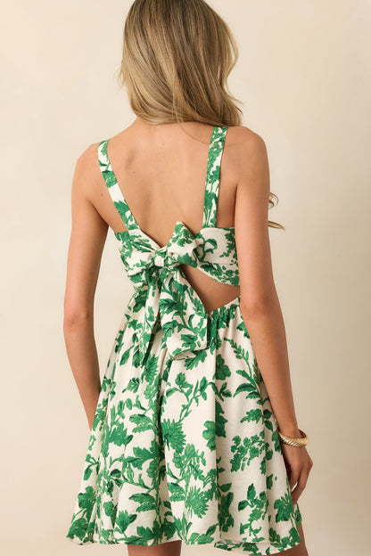 The Best Kind Of Days Green Floral Open Back Mini Dress