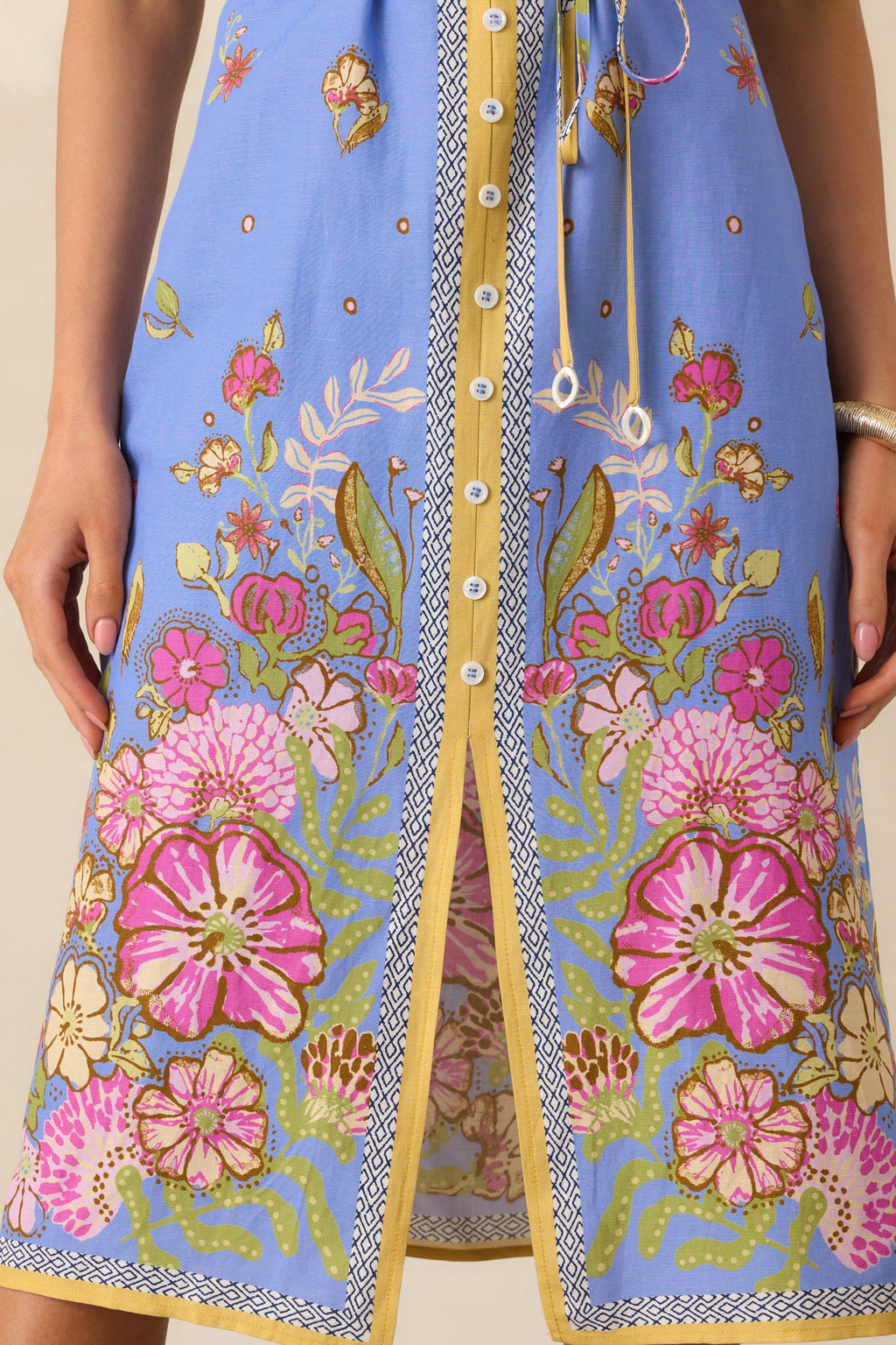 Bursting Blooms Periwinkle Multi Floral Midi Dress