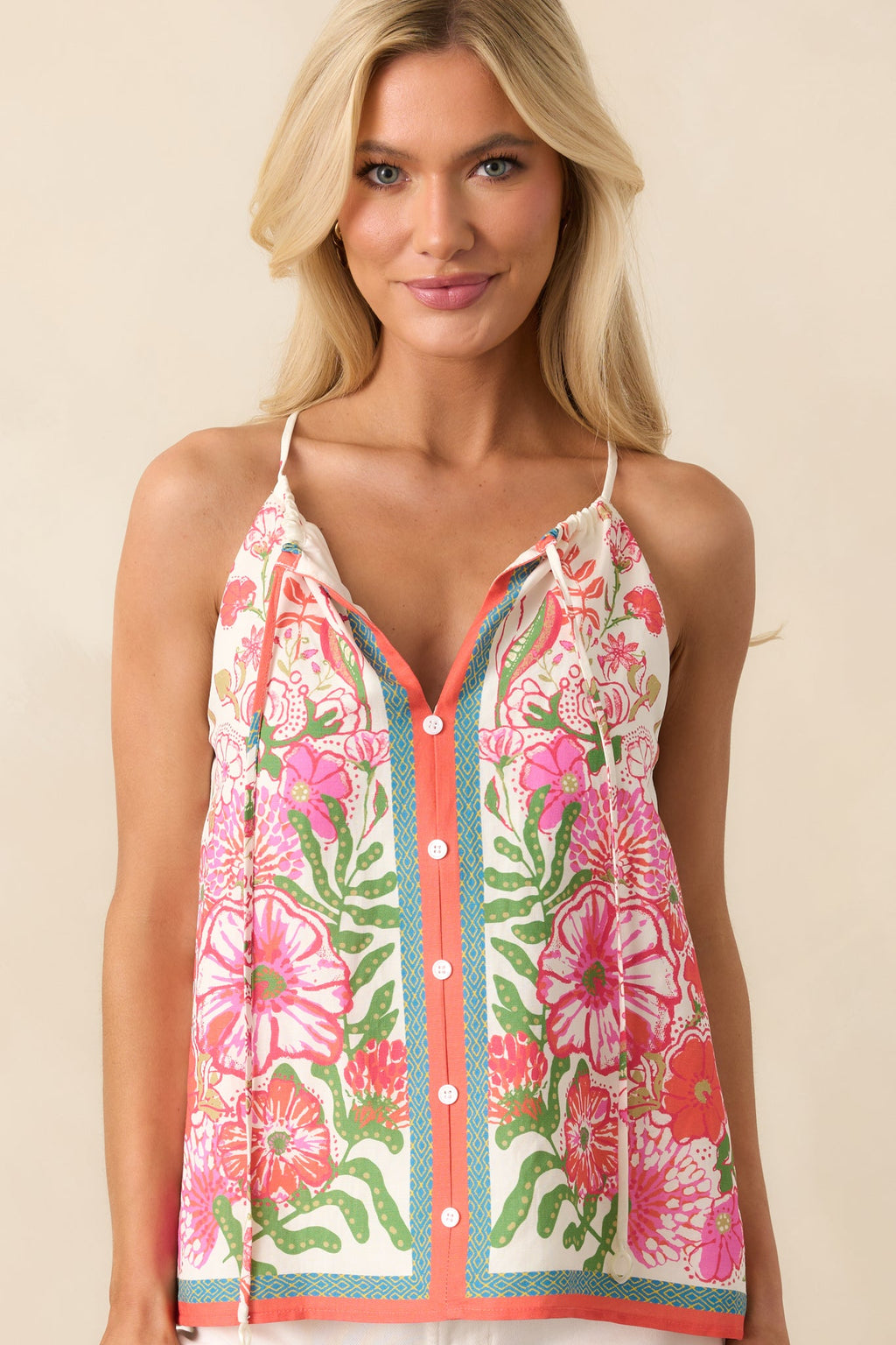 Garden Grove Magenta Multi Floral Tank Top