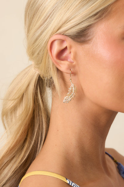 Endless Summer Gold Palm Leaf Drop Earrings