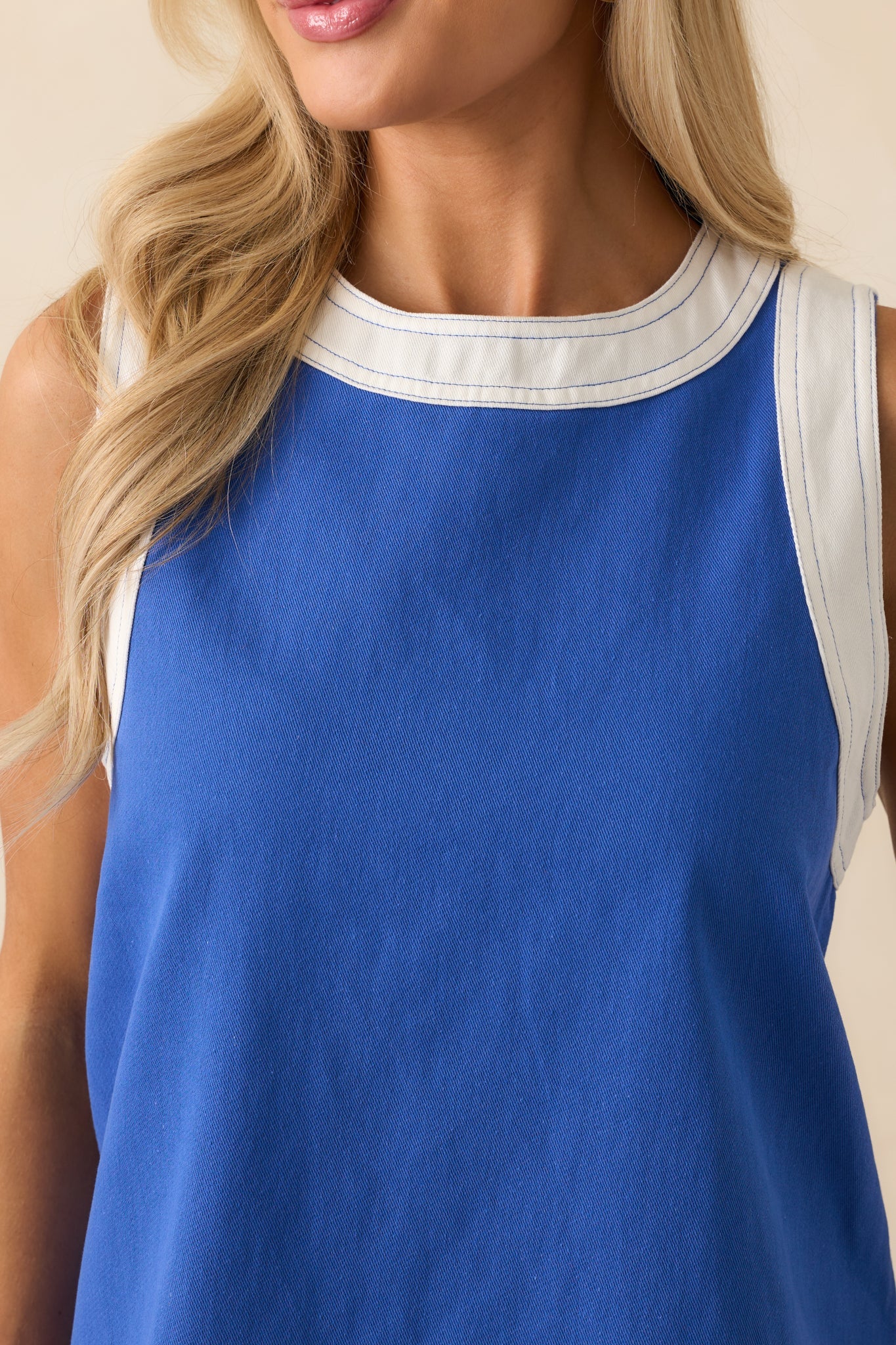 Bring The Good With You Blue Cotton Shift Mini Dress