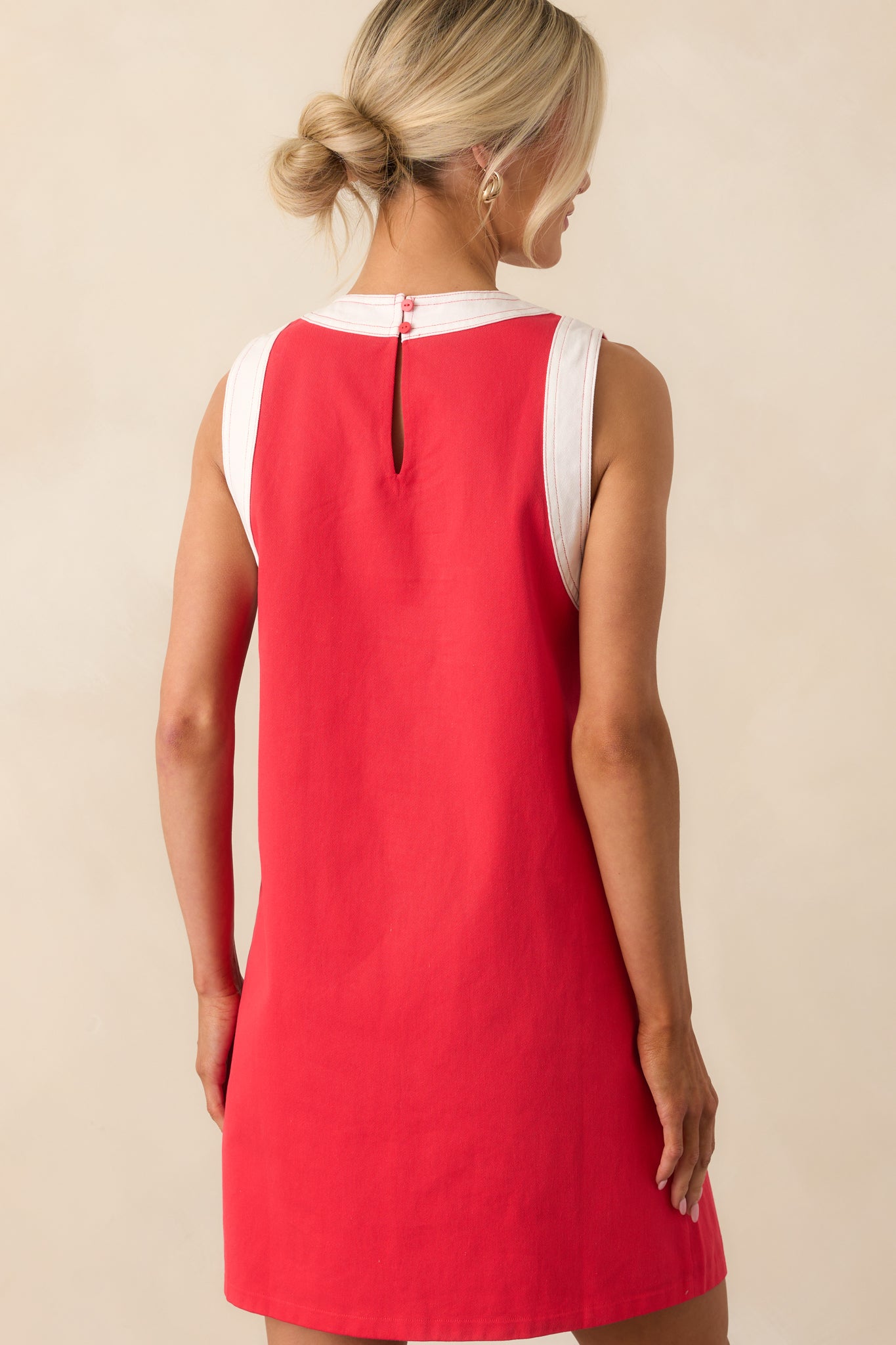 Bring The Good With You Red Cotton Shift Mini Dress