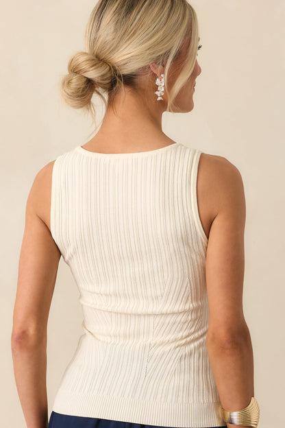 It's All Coming Together Ivory Ribbed Knit Tank Top