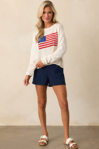 Z Supply Ivory Cotton Sienna Flag Sweater