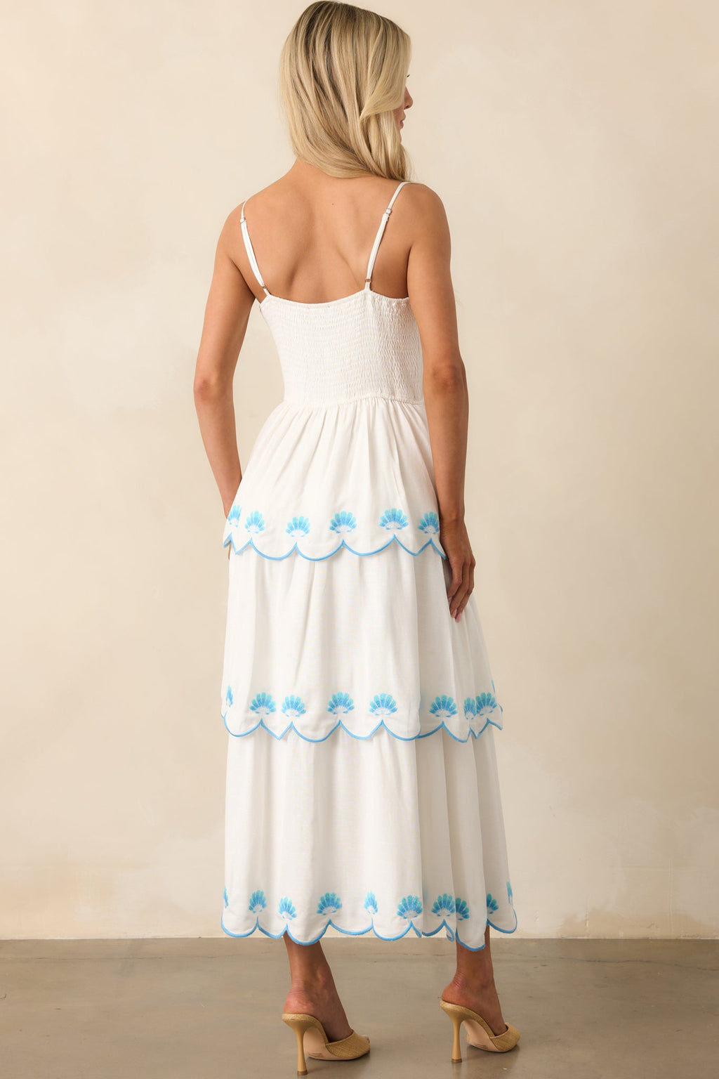 Light Of My Life White Embroidered Scallop Hem Maxi Dress