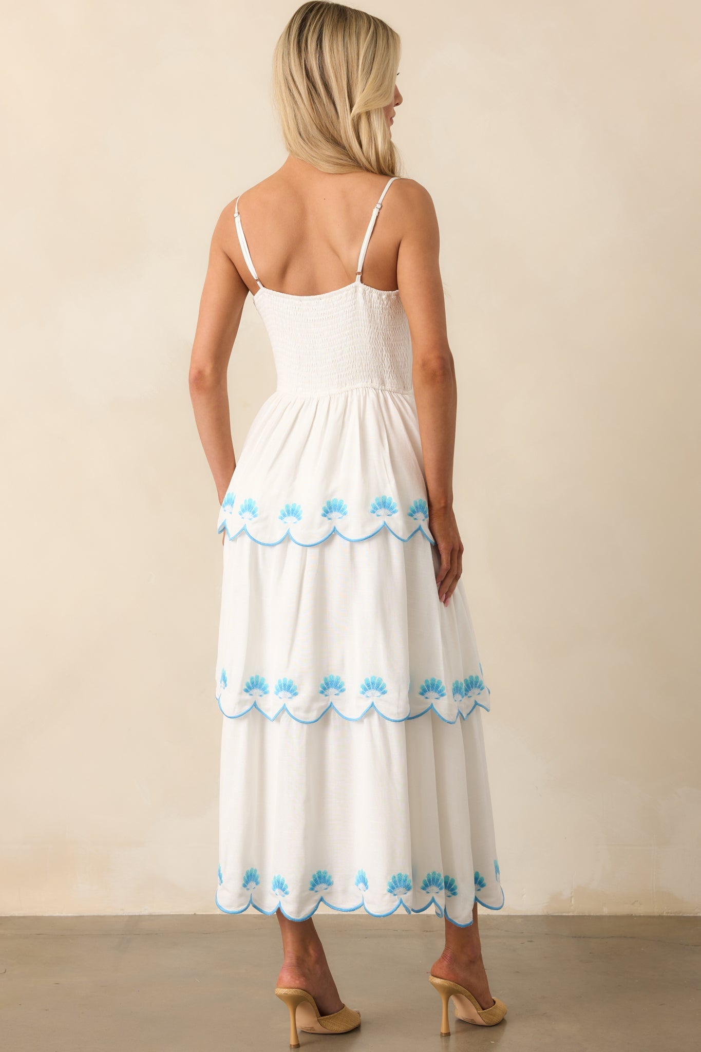 Light Of My Life White Embroidered Scallop Hem Maxi Dress