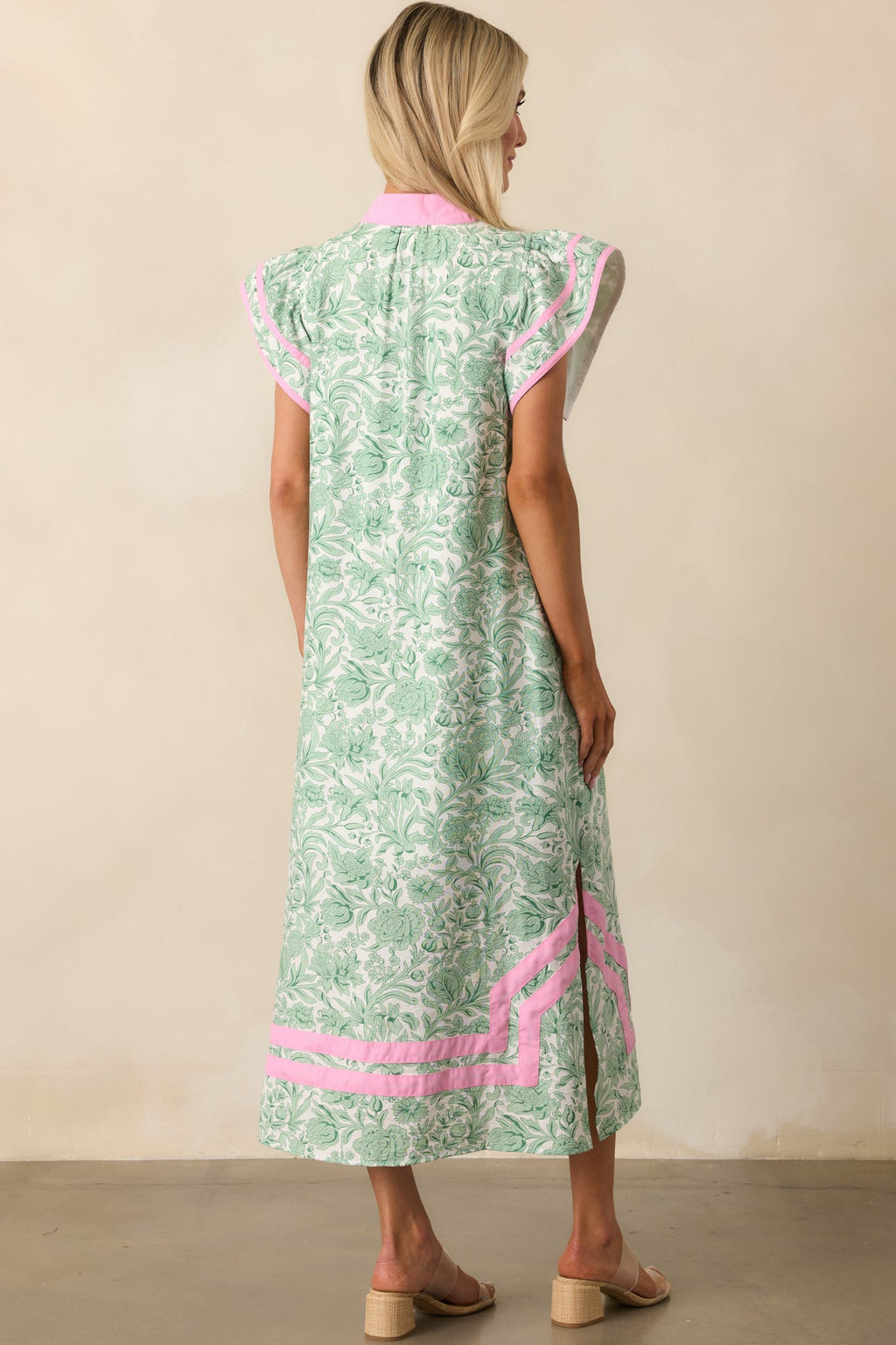 Believe In Yourself Green Floral Rayon Kaftan Maxi Dress