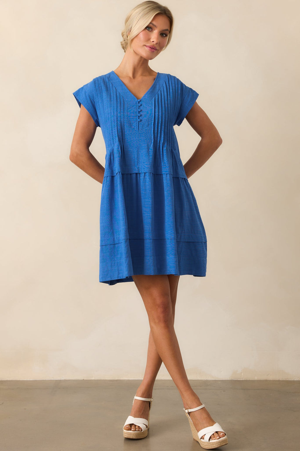 I Could Never Forget Cobalt Blue Cotton Mini T-Shirt Dress