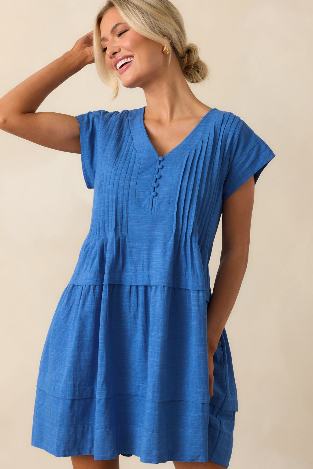 I Could Never Forget Cobalt Blue Cotton Mini T-Shirt Dress