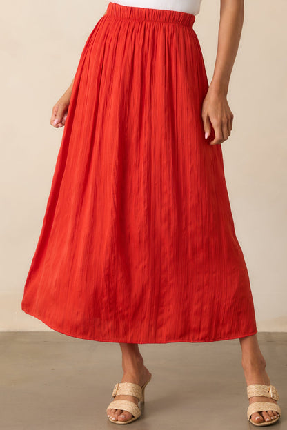 Z Supply Red Nicoline Crinkle Midi Skirt