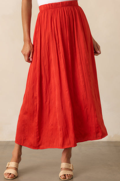 Z Supply Red Nicoline Crinkle Midi Skirt