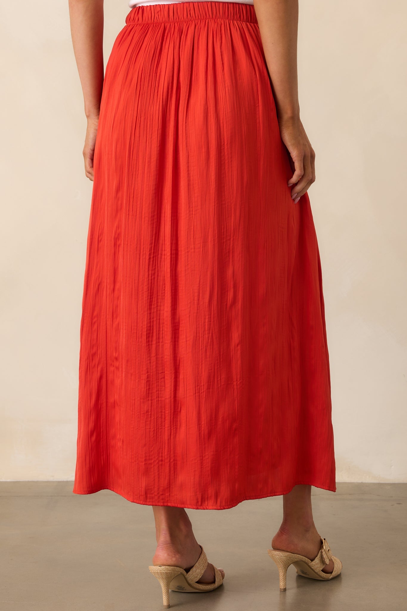 Z Supply Red Nicoline Crinkle Midi Skirt