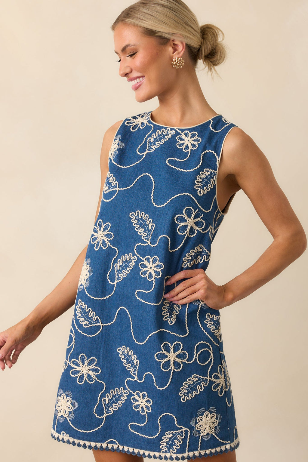 Couldn't Help Myself Dark Wash Cotton Denim Mini Dress