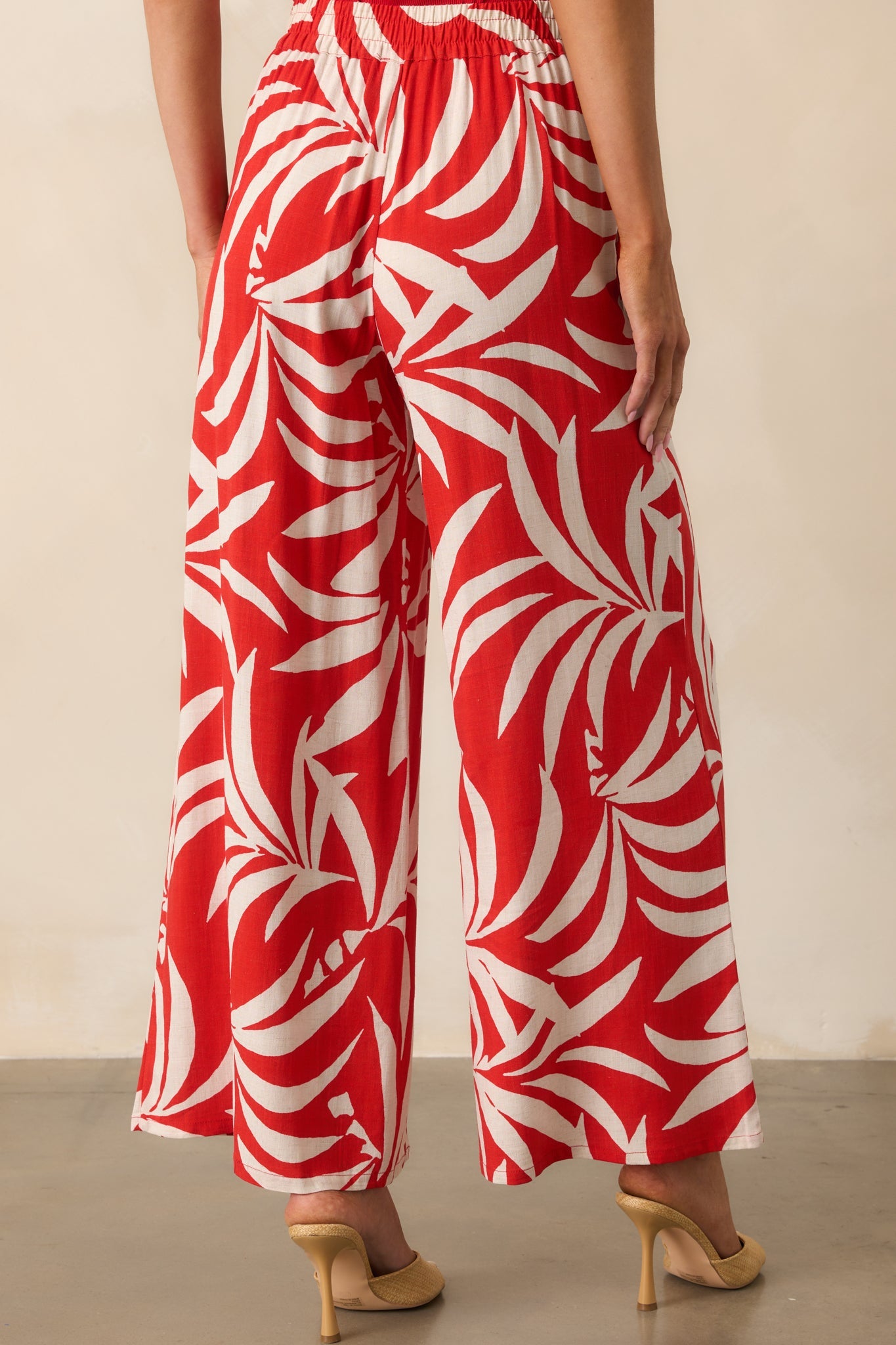 Z Supply Red Tropical Print Dante Linen Blend Pants