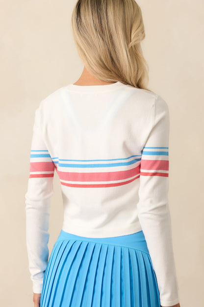 Z Supply White Studio Stripe Cropped Cardigan