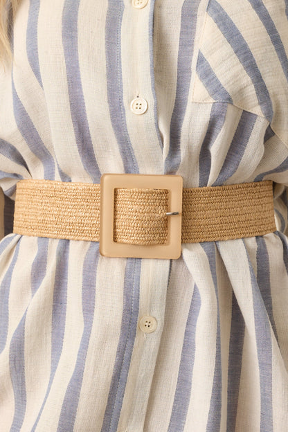 Everything Falls Into Place Tan Woven Straw Belt