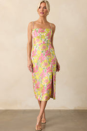 All Of Your Greatness Light Pink Floral Print Jacquard Midi Dress