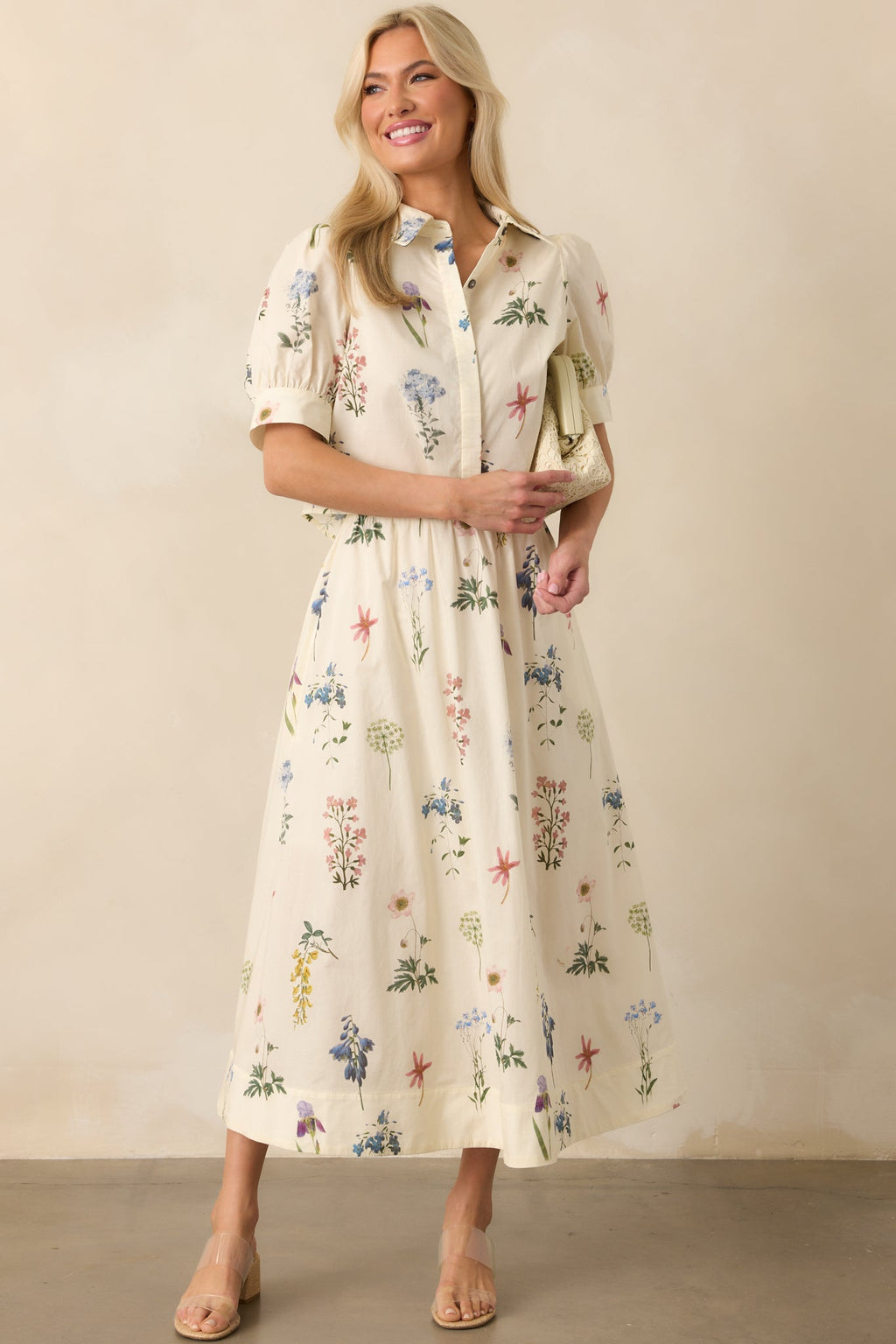 Keep Your Softness Ivory Floral Print Cotton Maxi Skirt