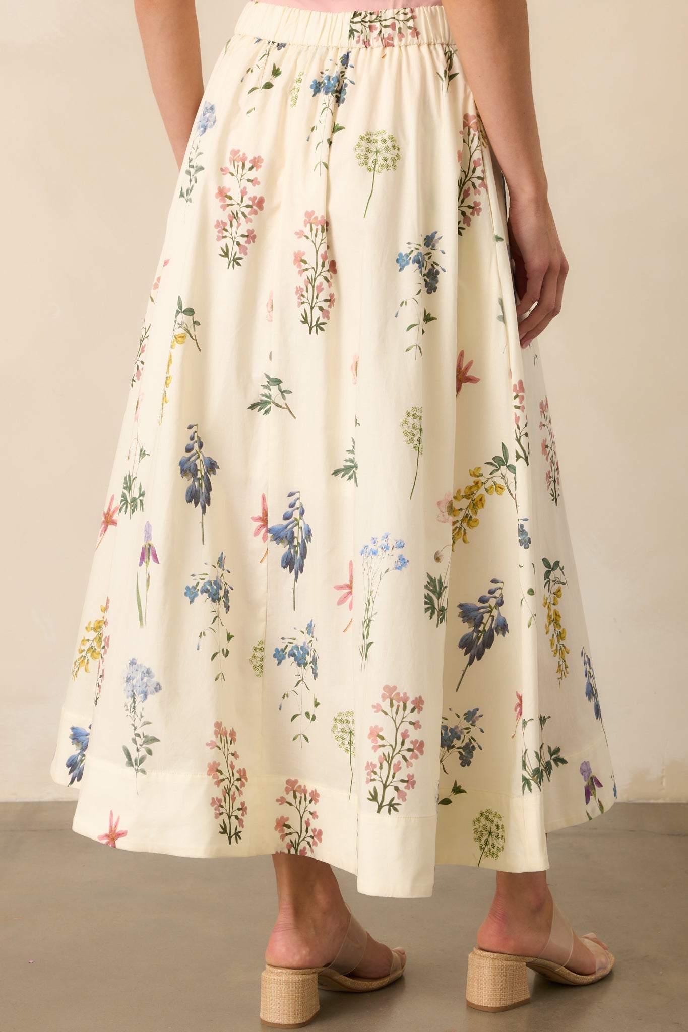 Keep Your Softness Ivory Floral Print Cotton Maxi Skirt