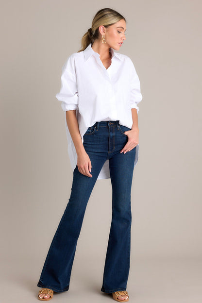 Chic Sophistication Cotton White Button Front Top