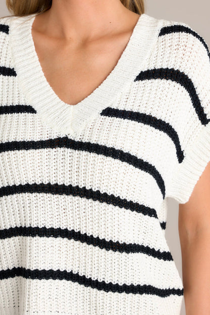 Horizon Knit Black Stripe Sweater Top