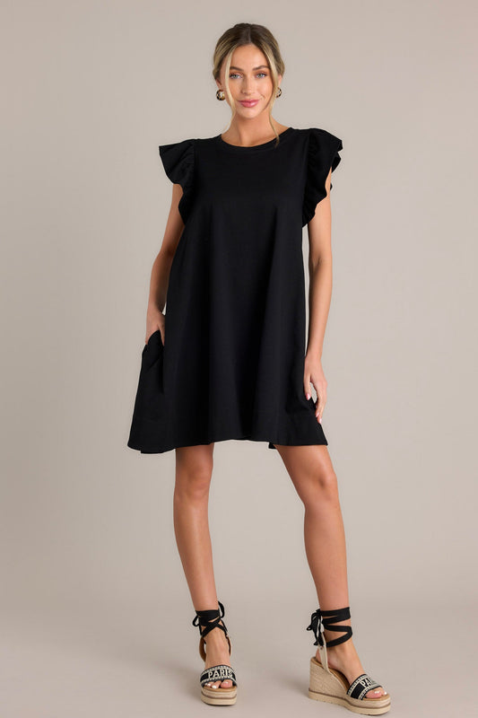 Eclipse Beauty 100% Cotton Black Mini Dress